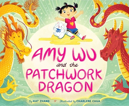 Cover of Amy Wu and the Patchwork Dragon with an asian inspired yellow dragon and a red European dragon on the other side