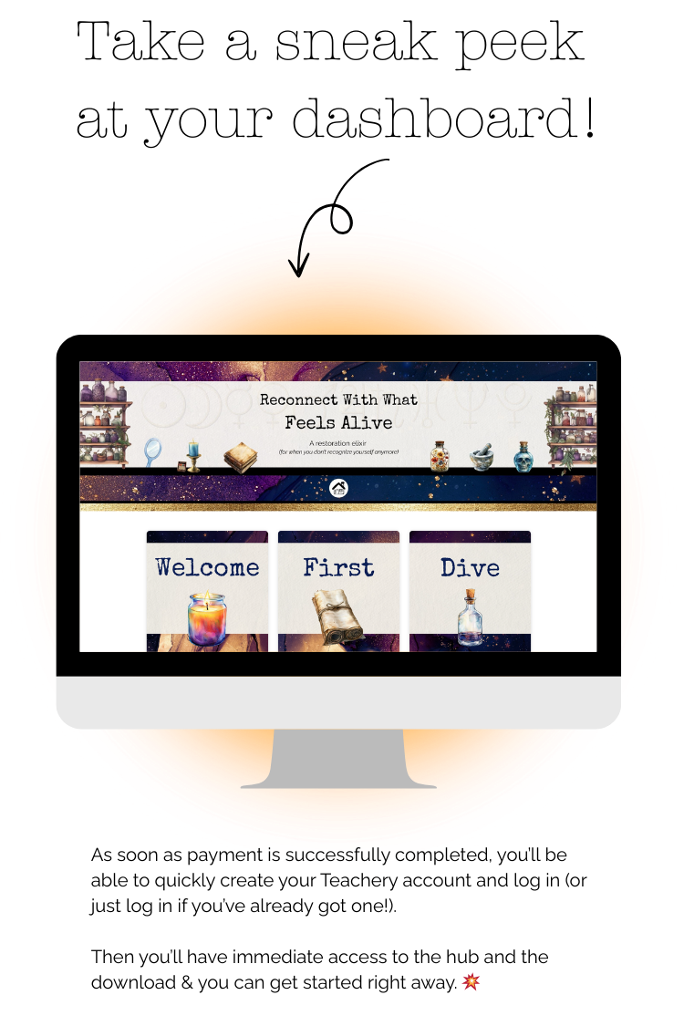 Red rose background with doorway shape overlaid. Inside of door says "uncovering your aliveness' and has a golden serpent moving upward