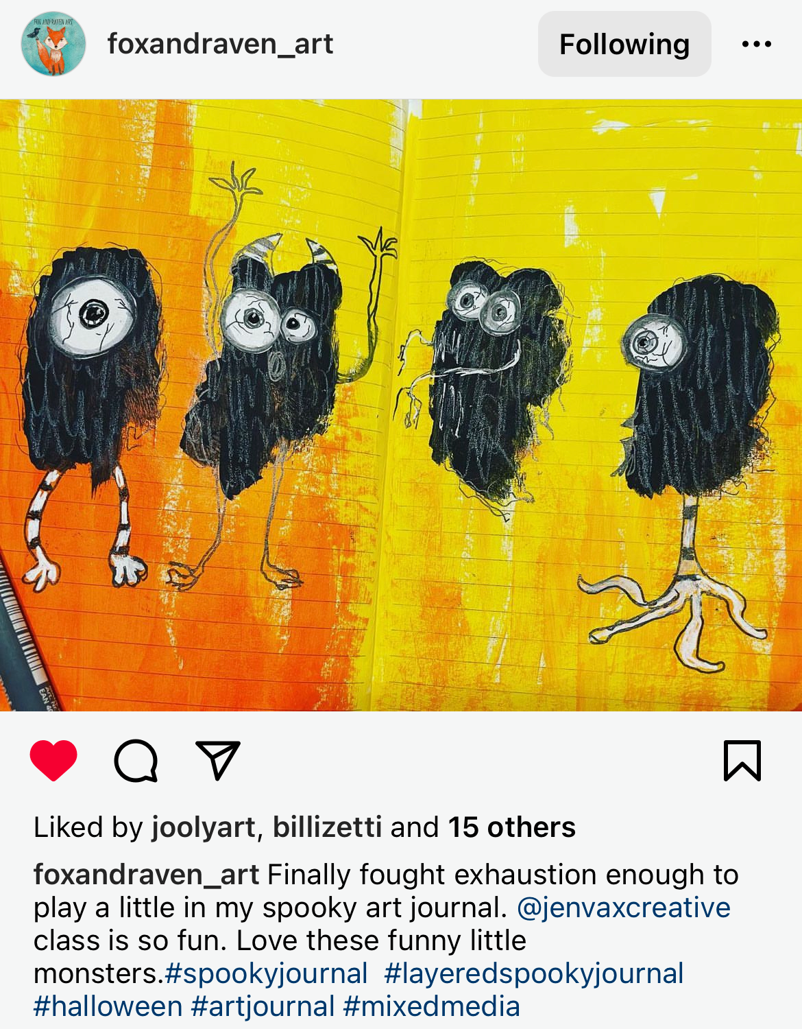Colorful Halloween art journal spread