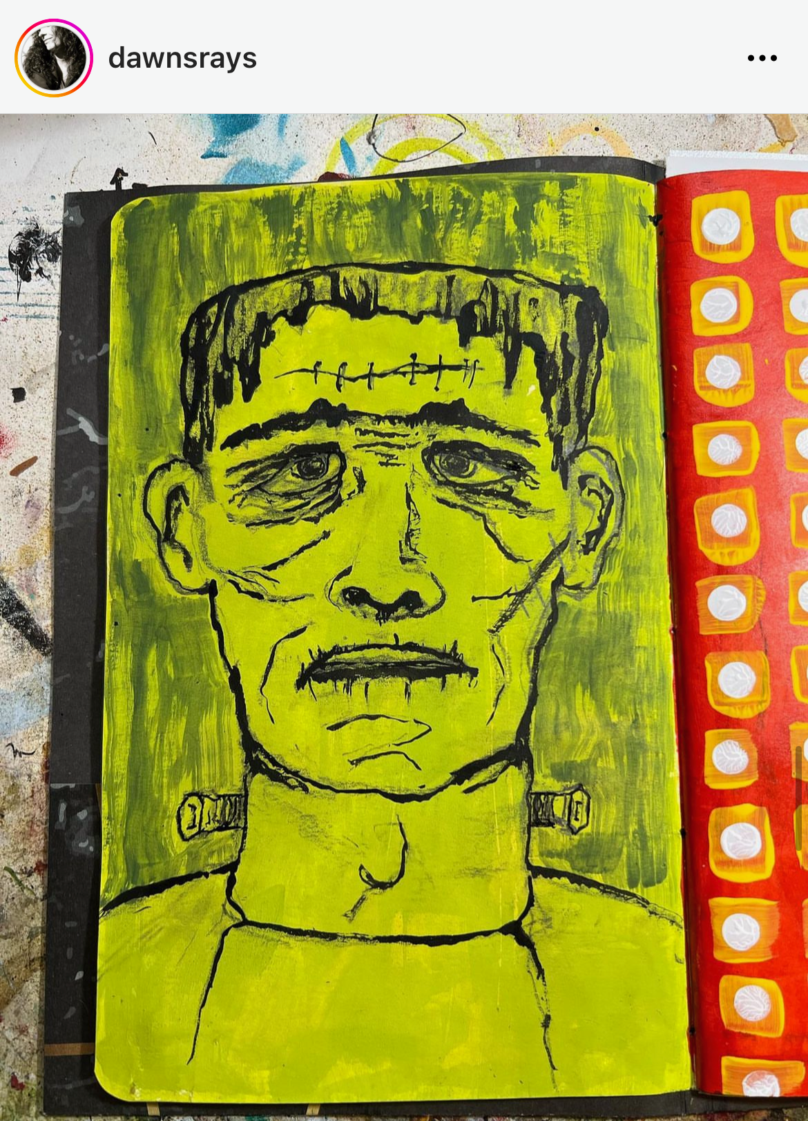 Whimsical spooky art journal page