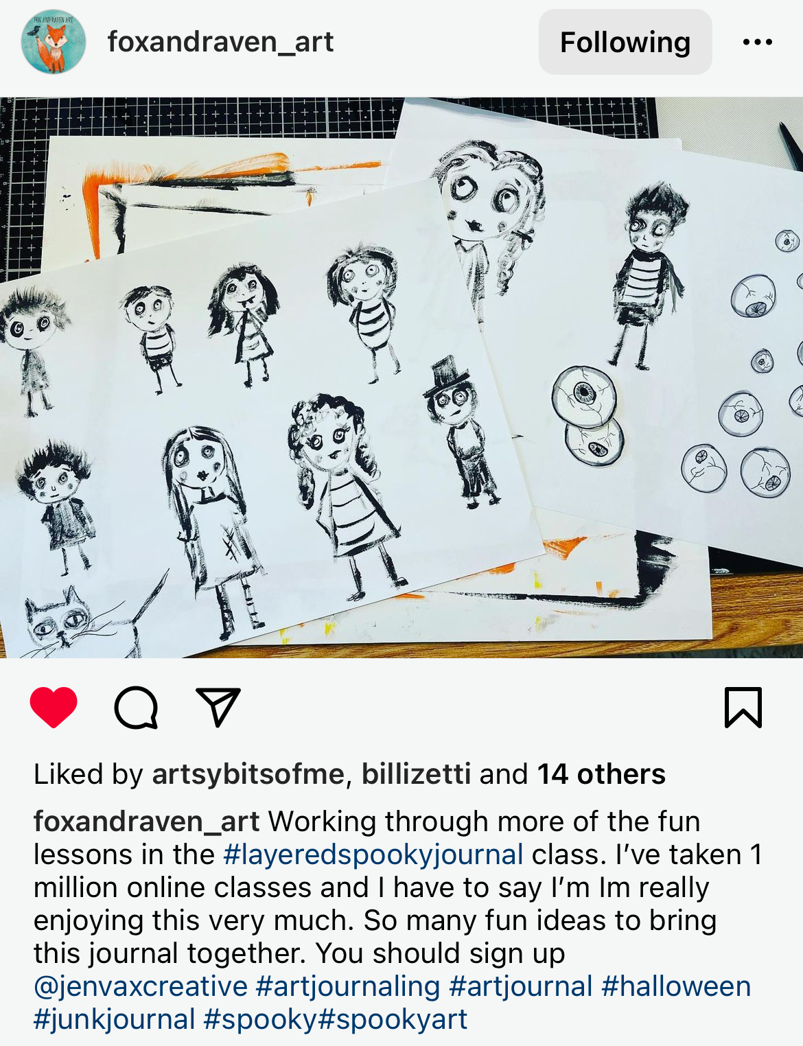 Layered spooky journal spread