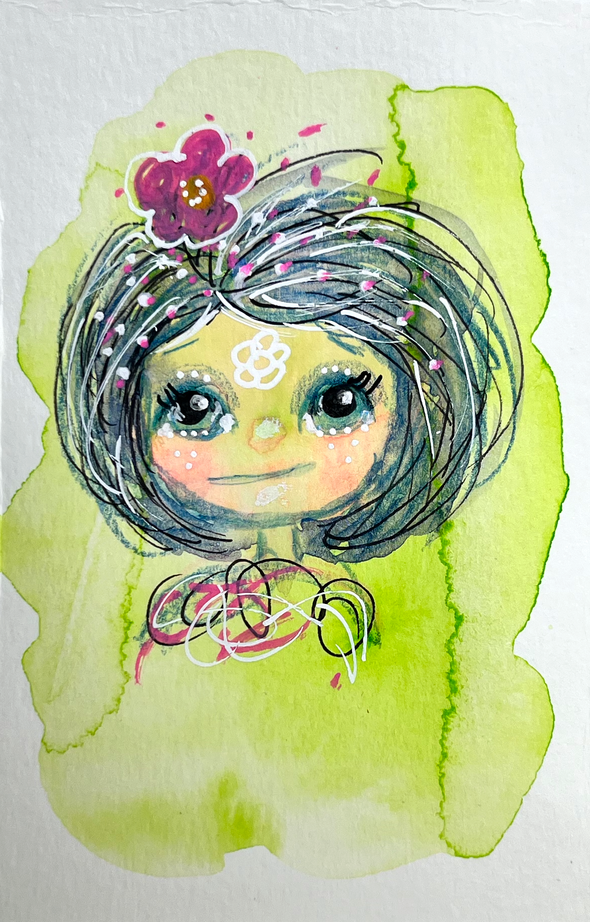 Whimsical painted girl face