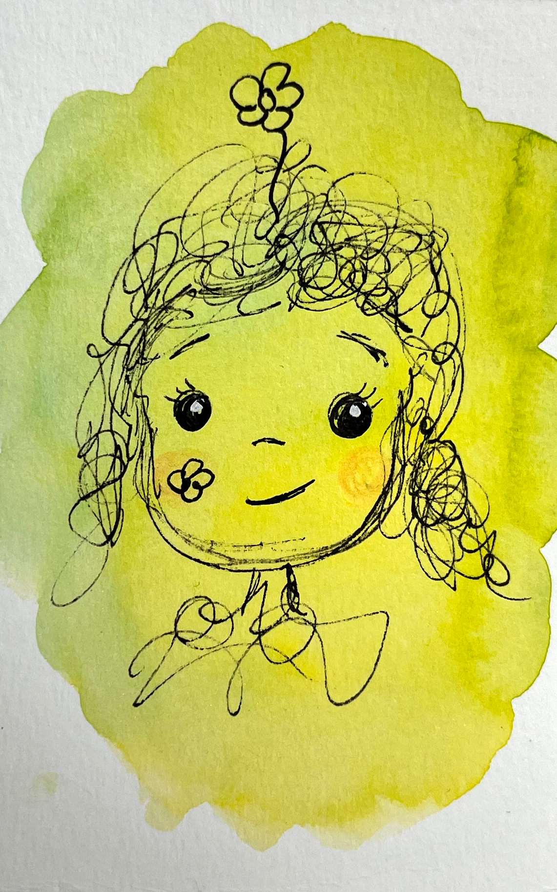 Whimsical mixed media face