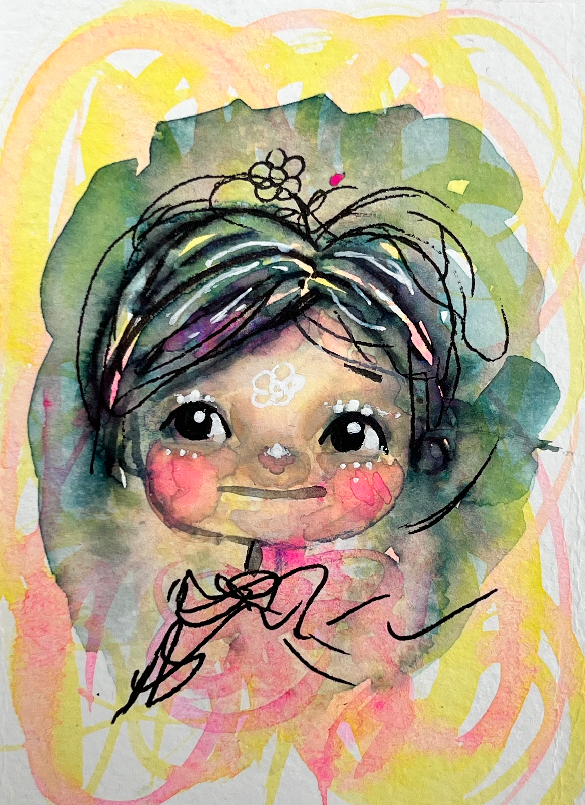Colorful whimsical girl portrait