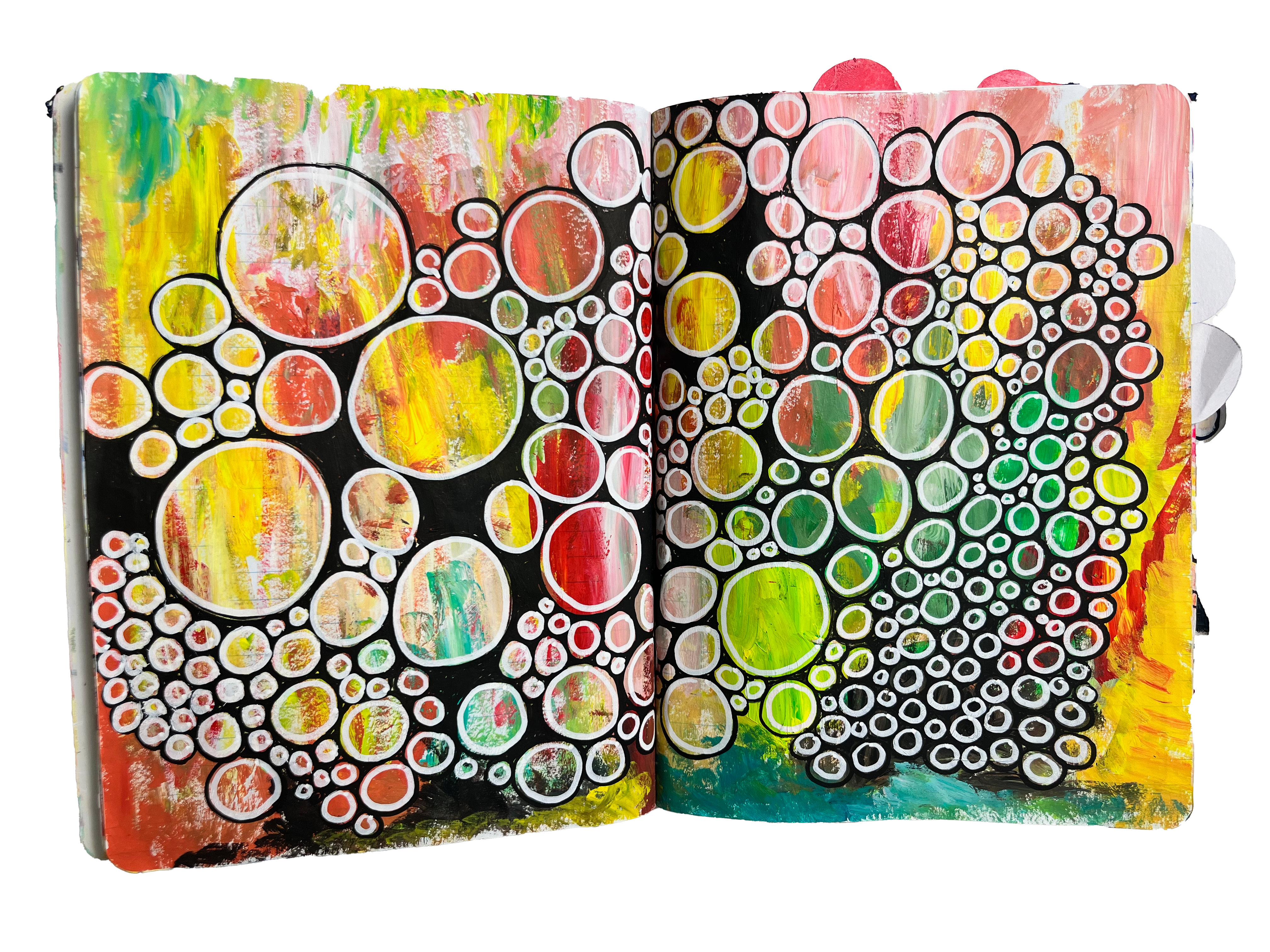 Colorful layered circle journal spread