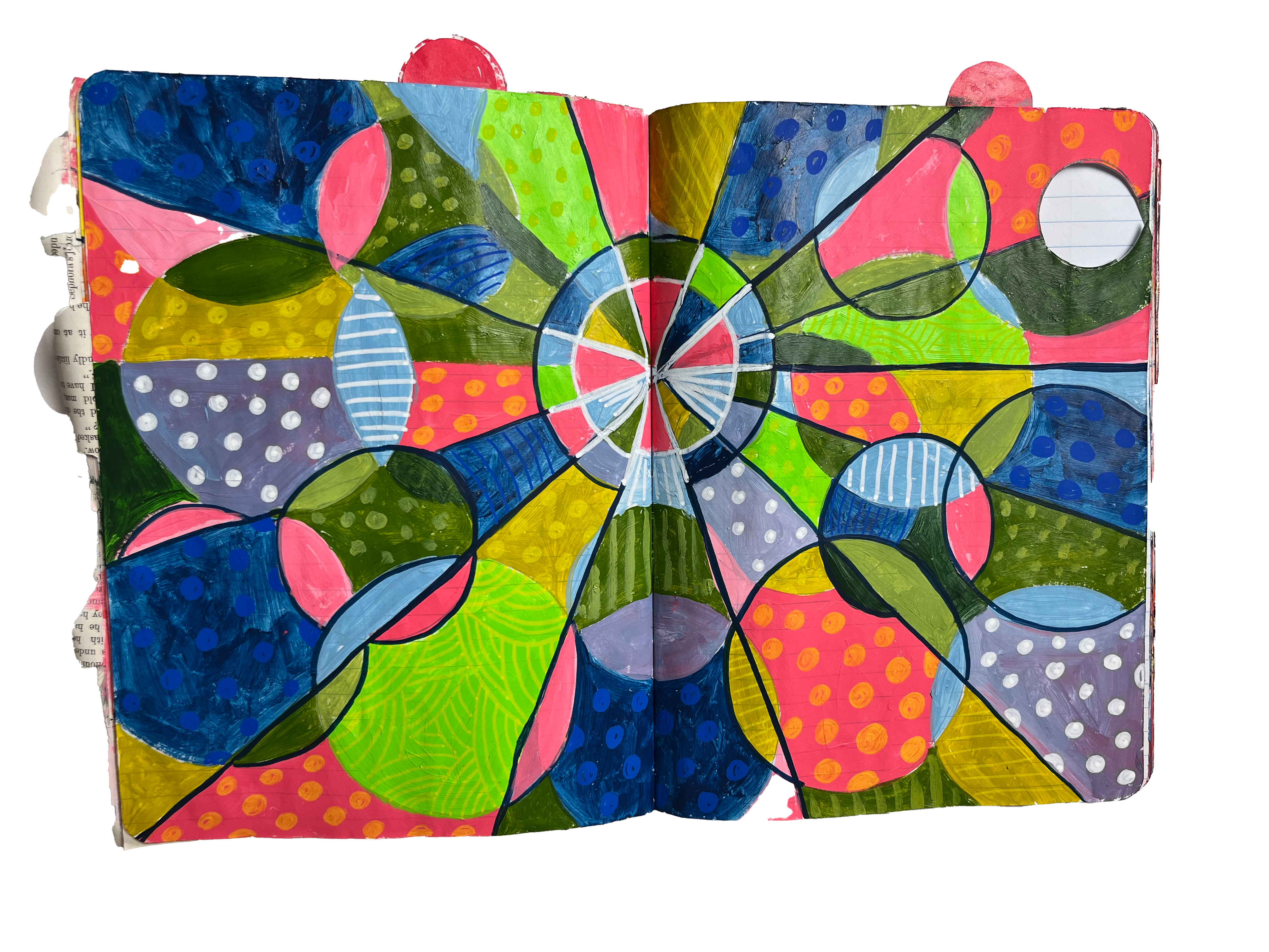 Colorful floral mixed media journal spread