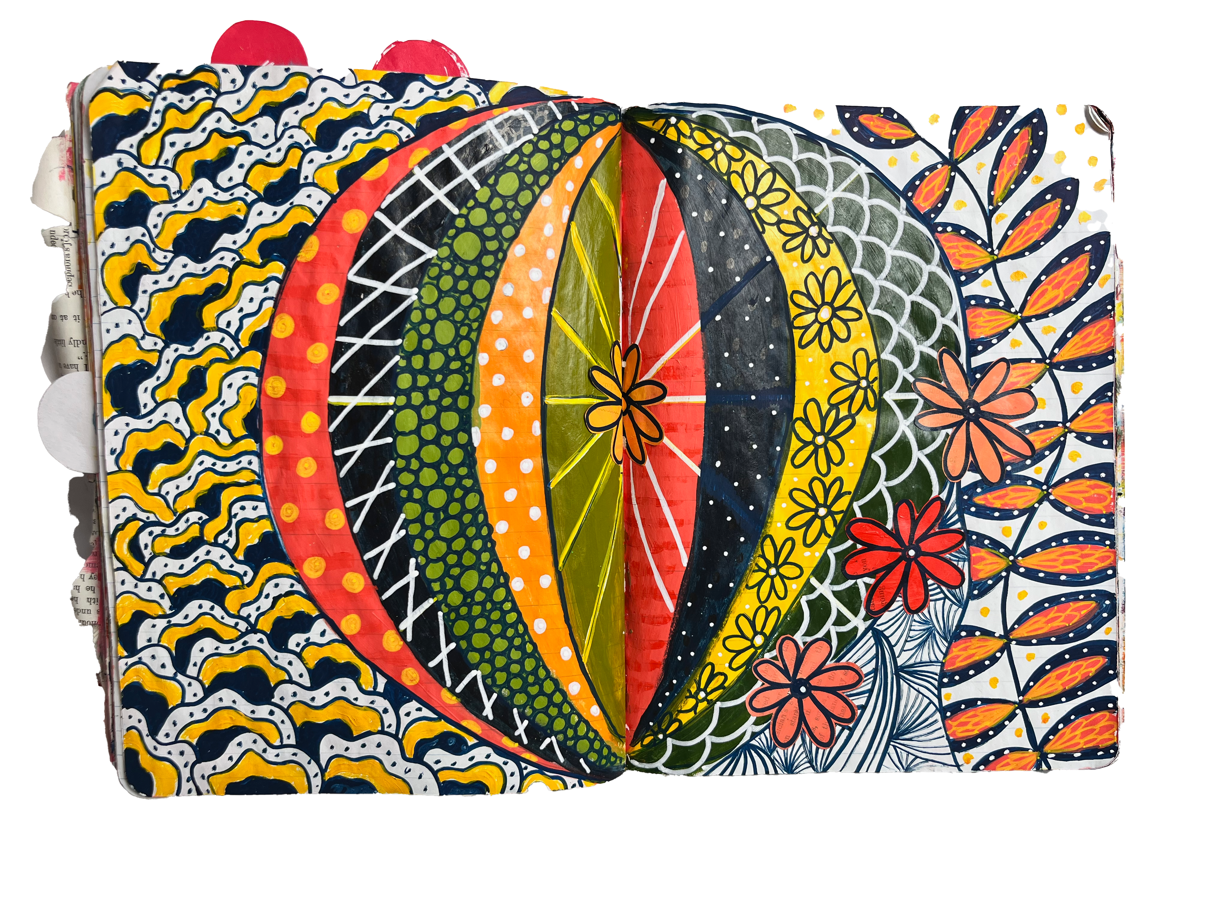 Playful patterned art journal spread