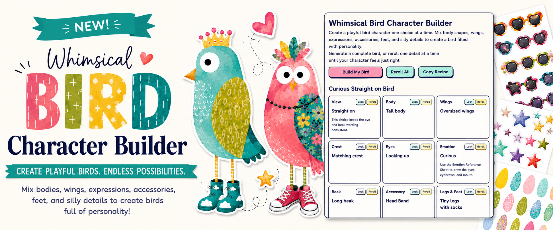 Whimsical Bird Character Builder