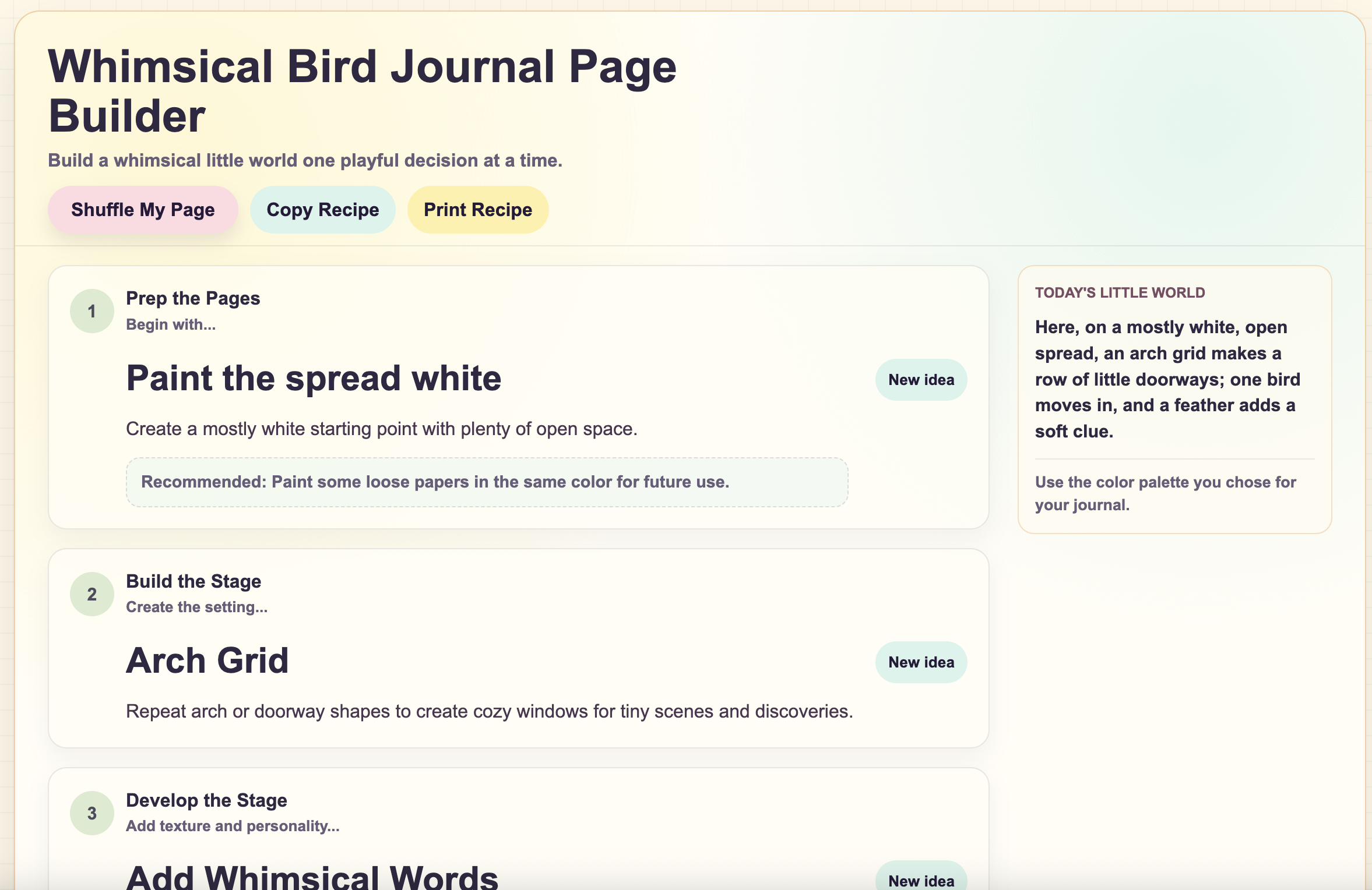 Whimsical Bird Page Builder