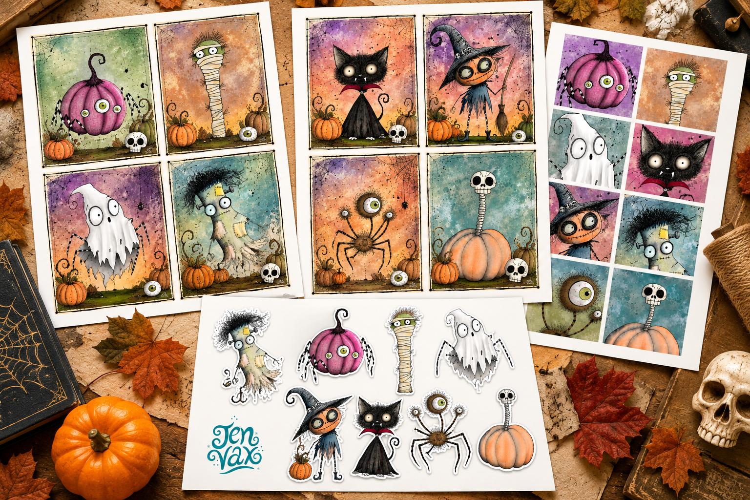 October Monster Mansion printable art collection